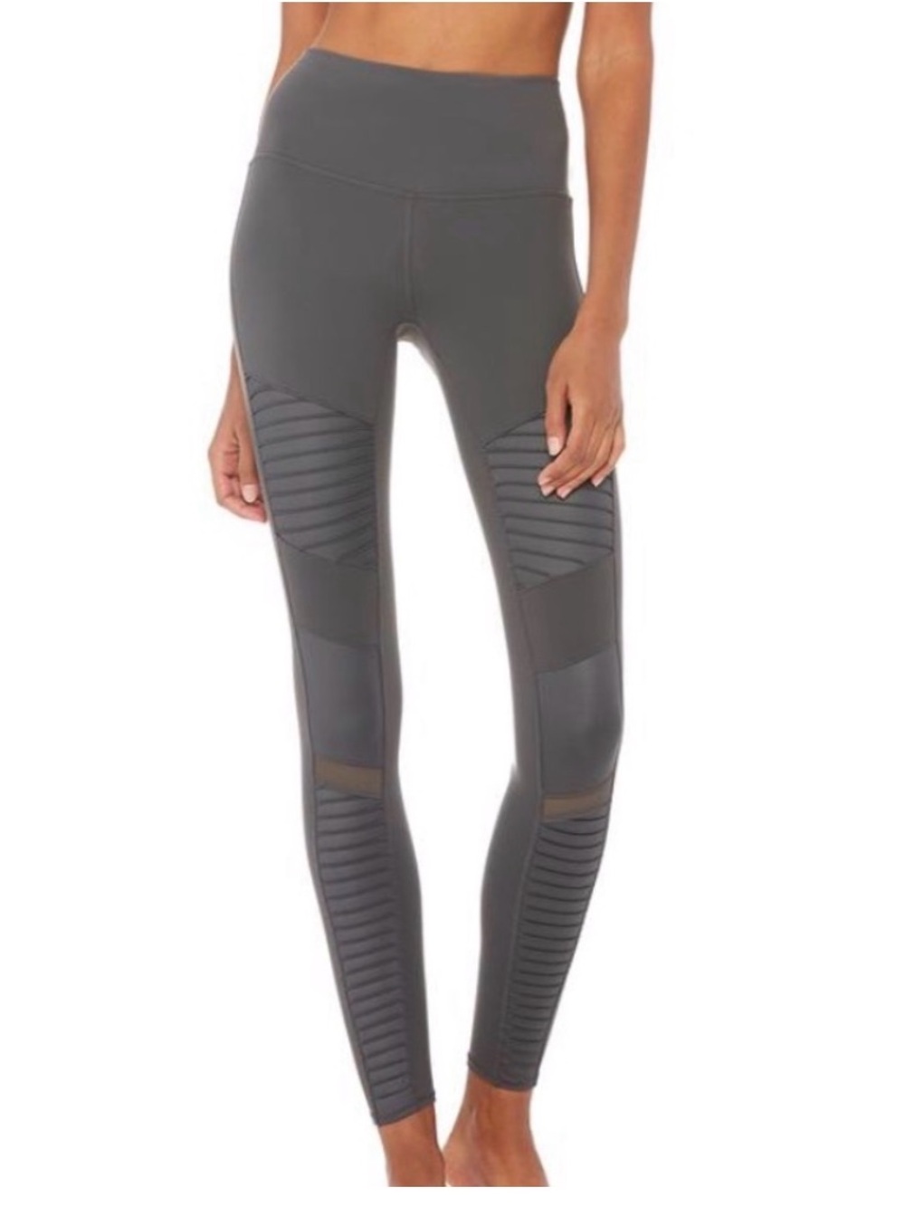 ALO Yoga Women's Gray High-Waist Moto Leggings